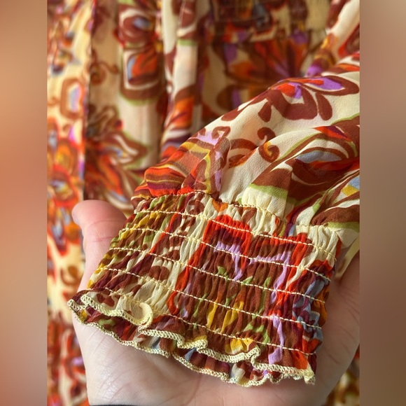 Japna Boho Floral Maxi Dress | Tie-Back Open Back | Long Sleeve | Size M | BNWT - Picture 10 of 10